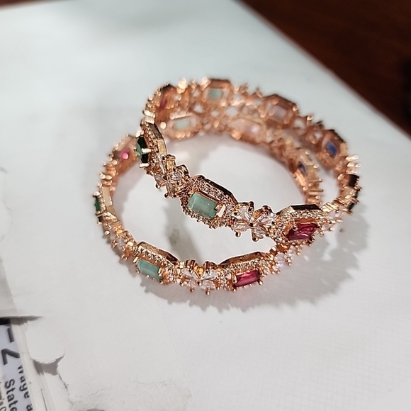Rose Gold Indian CZ bangles - Picture 7 of 7